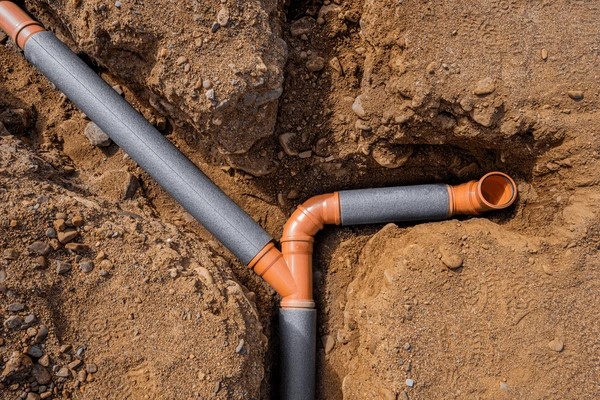 Drainage system under construction